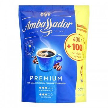 Кава розчинна Ambassador Premium 400+100г 14062440 фото