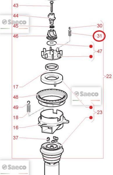 Пружина ножей вертикальной кофемолки для кофемашины Saeco 126765517 126765517 фото